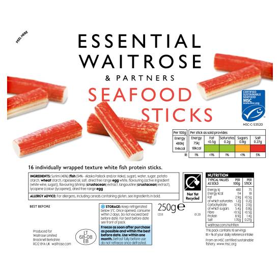 Essential Waitrose Seafood Sticks (16 ct)
