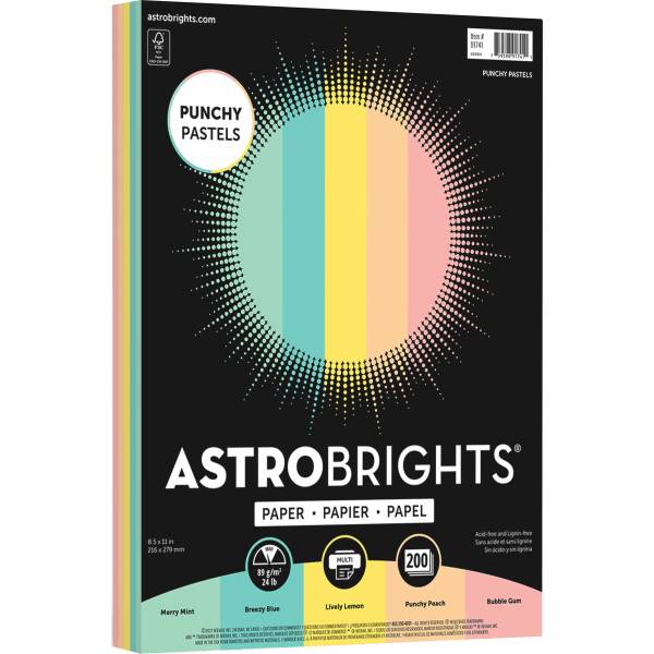 Astrobrights 200 Sheets Punchy Pastel Print Paper, Assorted