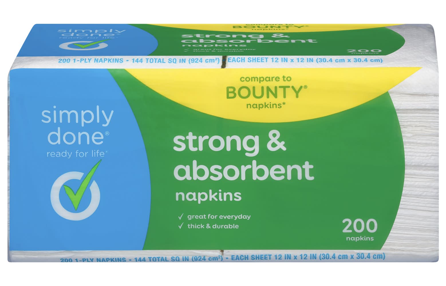 Simply Done 1-Ply Strong & Absorbent Napkins, 12.5 x 11.6 inch (200 ct)
