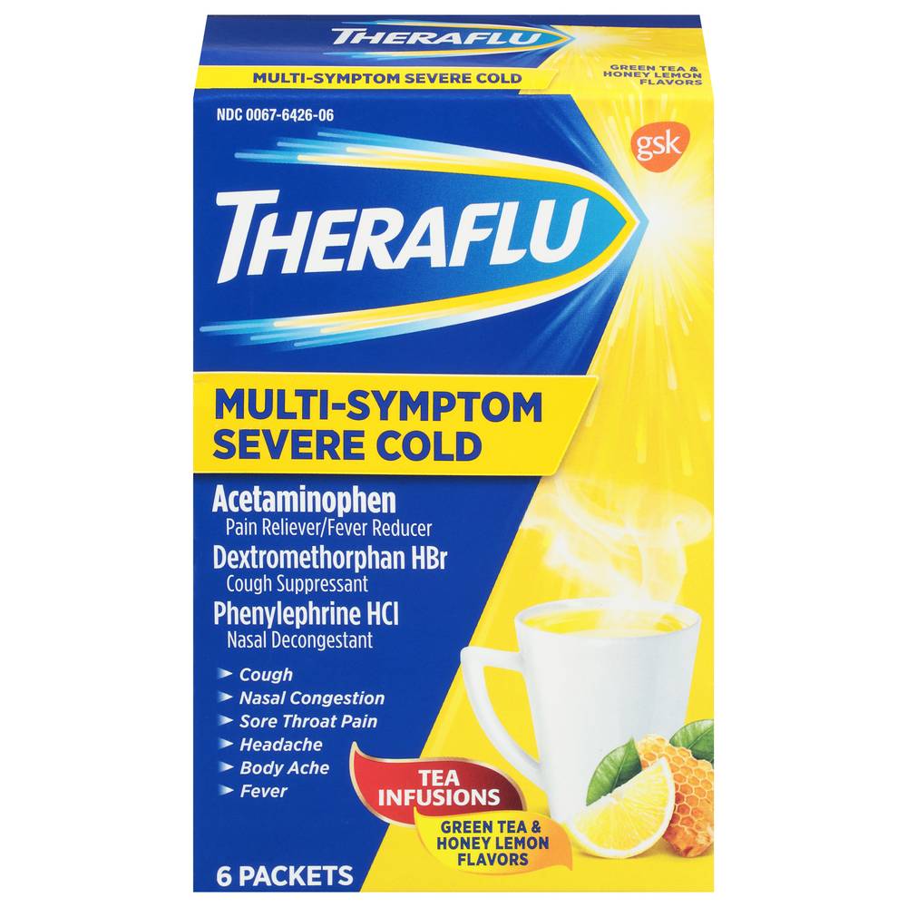 Theraflu Multi-Symptom Severe Cold Packets (6 ct) (green tea-honey-lemon)