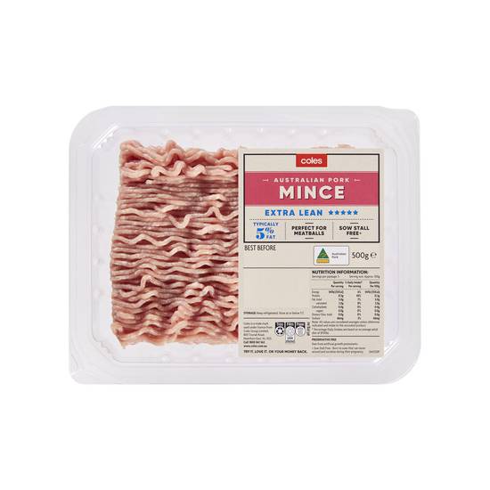 Coles 5 Star Extra Lean Pork Mince 500g