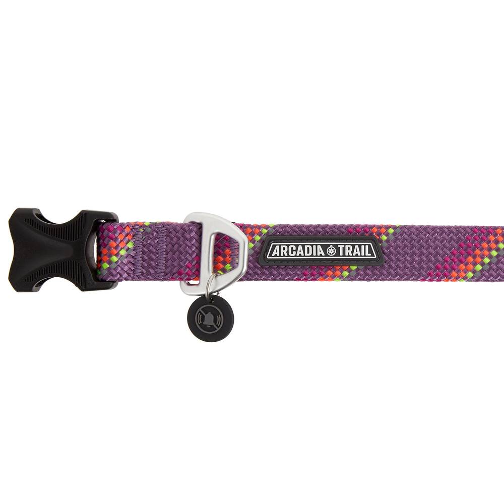 Arcadia Trail™ Reflective Rope Paracord Dog Collar (Color: Purple, Size: Large)