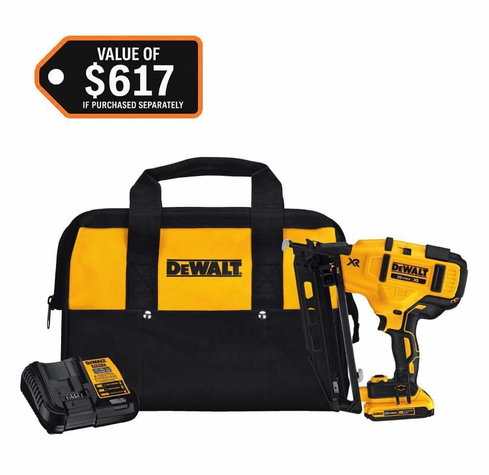Dewalt 20V Max Xr 16-Gauge Electric Cordless Angled Finishing Nailer Kit