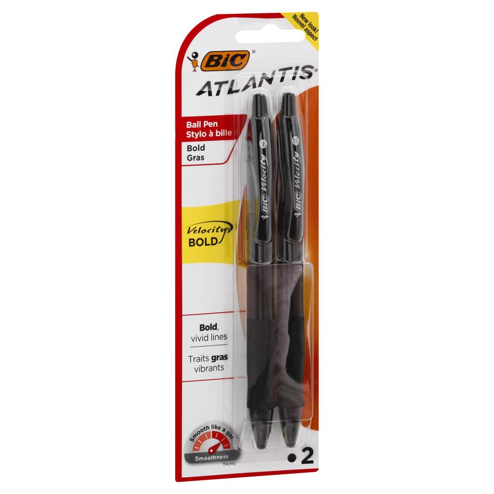 Bic Atlantis Velocity Bold Black Ball Pens