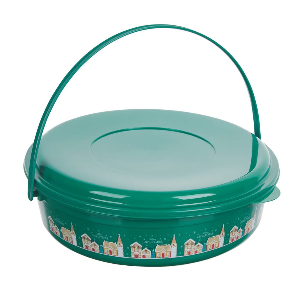 Christmas Round Storage Carrier With Handle Assorted