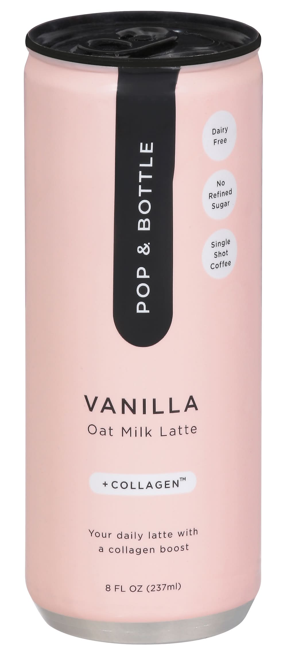 Pop & Bottle Cold Brew Oat Milk Latte + Collagen, Vanilla (8 fl oz)