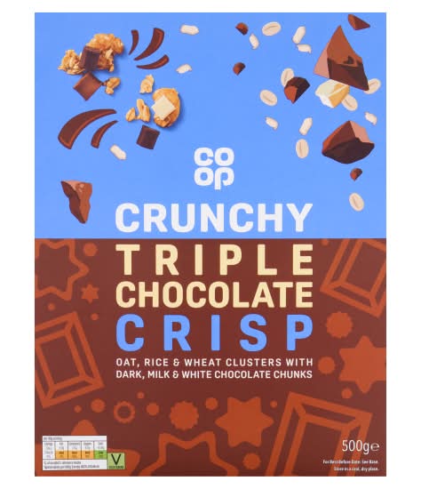 Co-op Creamy Milk - White - Smooth Dark Chocolate, White, Crunchy Triple Chocolate Crisp (500g)