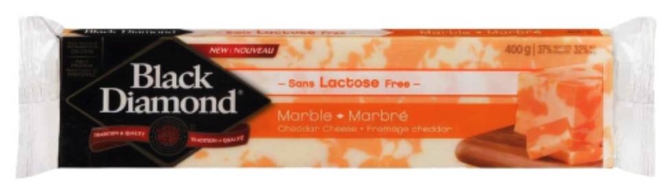 Black diamond fromage cheddar marbré sans lactose 32% m.g - lactose free marble cheddar cheese 32% m.f