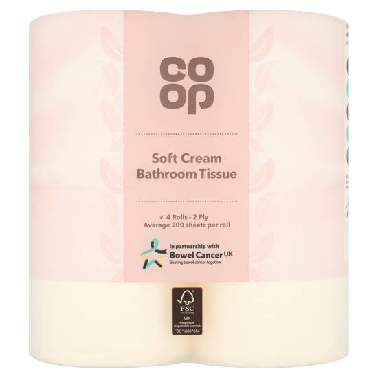 Co-Op Soft Cream Bathroom Tissue 4 Rolls 2-ply
