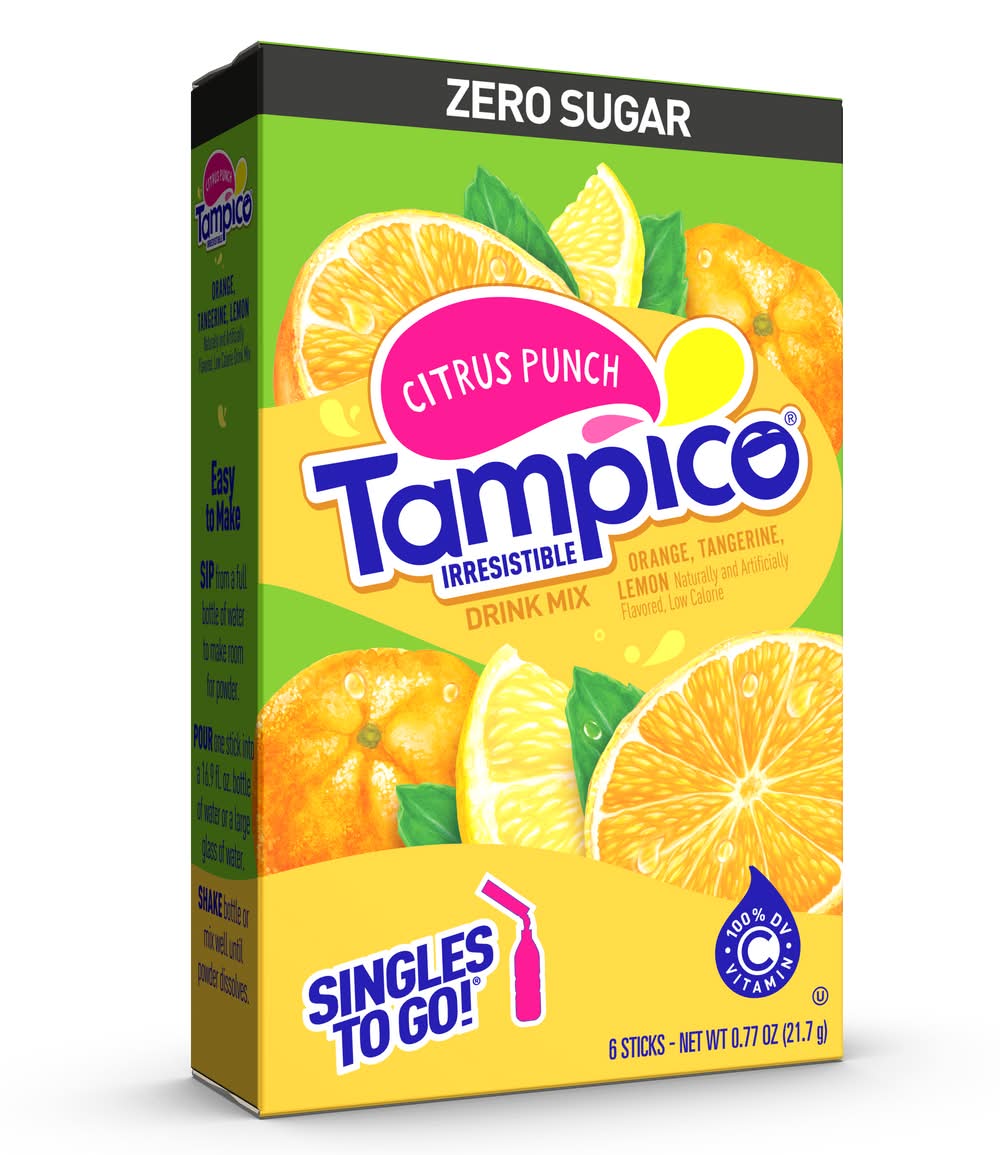 Tampico Zero Sugar Citrus Punch Drink Mix (0.77 oz, 6 ct)