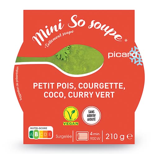 Mini so soupe petit pois, courgette, coco, curry