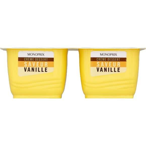 Monoprix Crème Dessert Saveur Vanille Au Lait Entier Les 4 Pots De 125 G