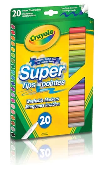 Crayola Super Tips Washable Markers Ages 5+, Assorted (20 ct)