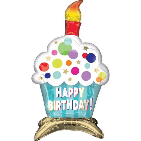 Uninflated Air-Filled Sitting Birthday Cupcake Balloon, 23in