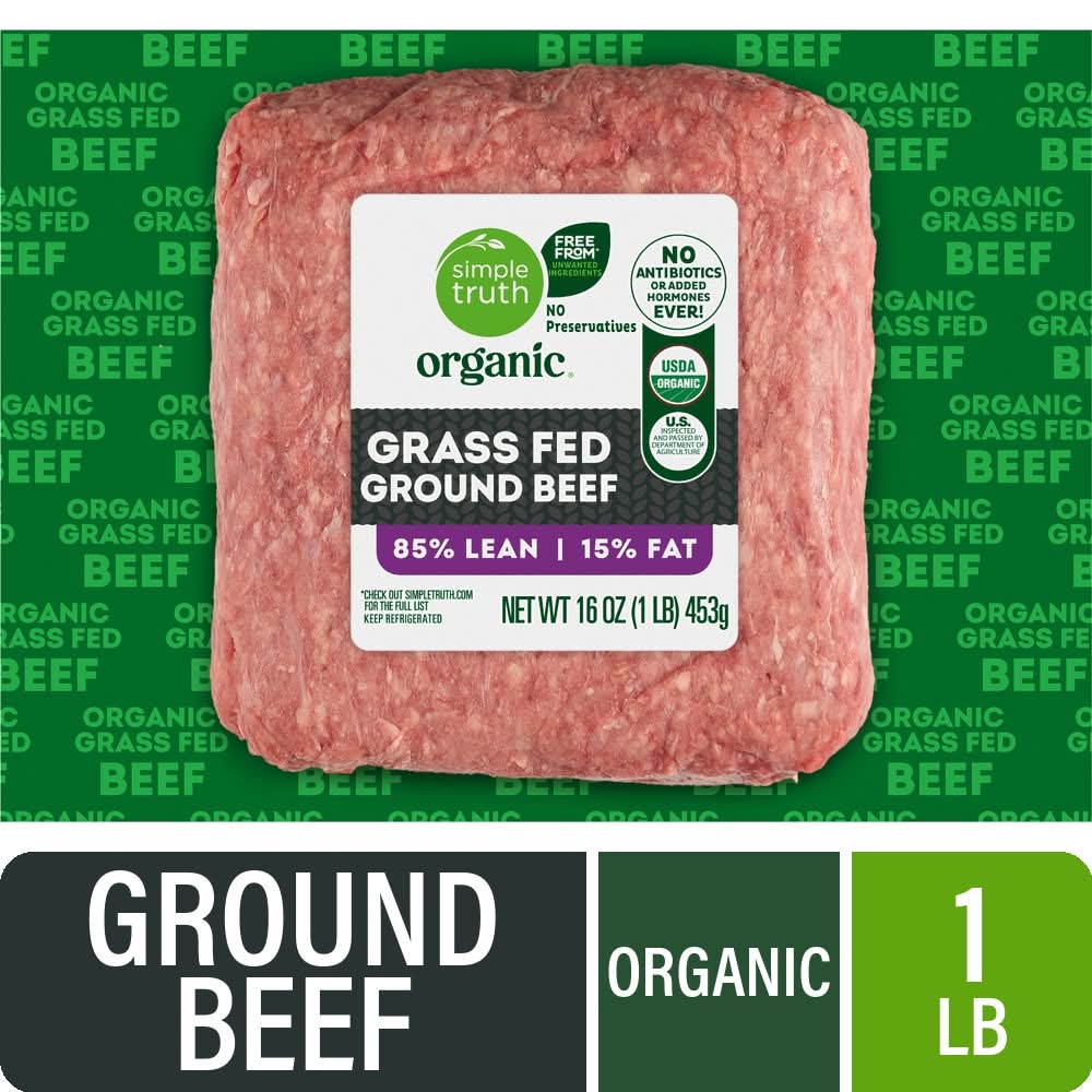 Simple Truth Organic Grass Fed 85%/15% Ground Beef 1 LB