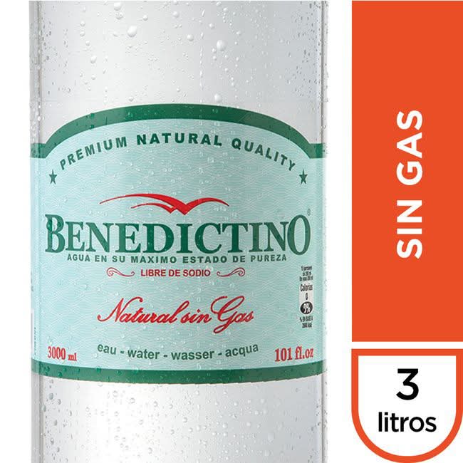Benedictino · Agua purificada sin gas libre de sodio (3 L)