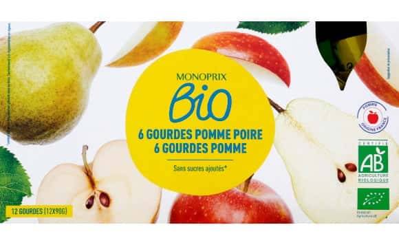 Monoprix Bio - Compotes sans sucres ajoutés, pomme - poire (12)