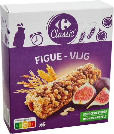 Barres céréales figue CARREFOUR CLASSIC' - les 6 barres de 21g