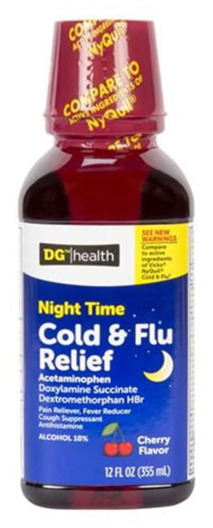 Dg Health Night Time Cherry Cold & Flu Relief 12 Fl Oz