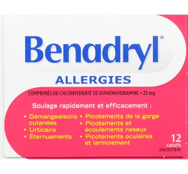 Benadryl Allergy Diphenhydramine Hydrochloride Caplets 25 mg (12 ct)
