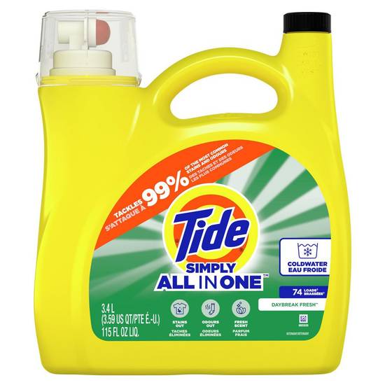 Tide · Simply All In One liquid laundry detergent - Simply all in one 74 brasses (3.4 L - 3,41 l)