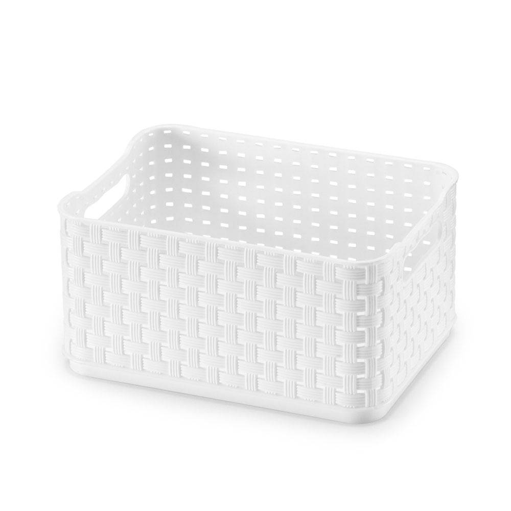 Arthi caixa plástica rattan branca (4,5l)