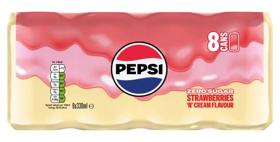 Pepsi Strawberry-Vanilla-Cola, Zero Sugar Soft Drinks (8 x 330ml)