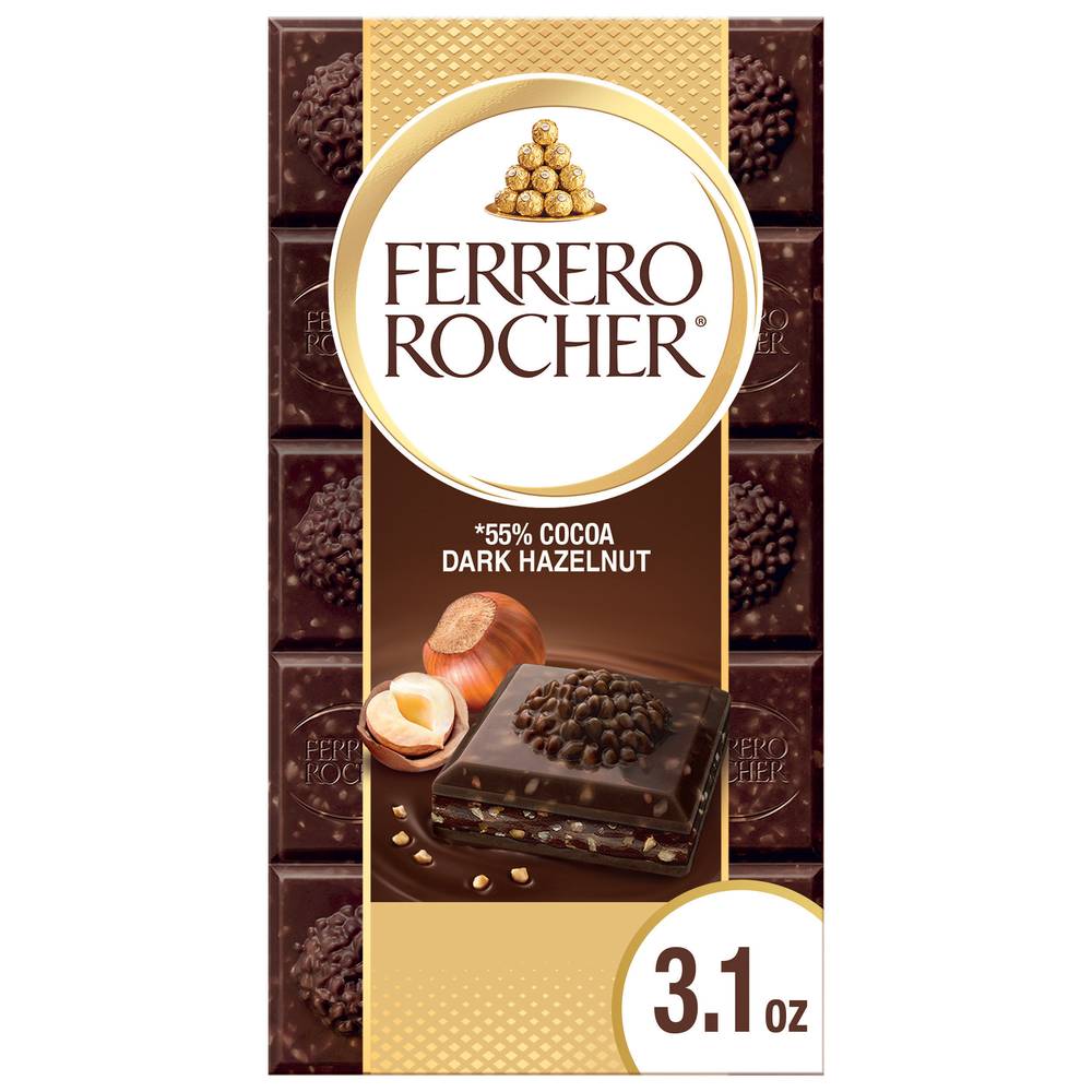 Ferrero Rocher Cocoa Dark Chocolate Bar With Hazelnut & Cocoa Filling