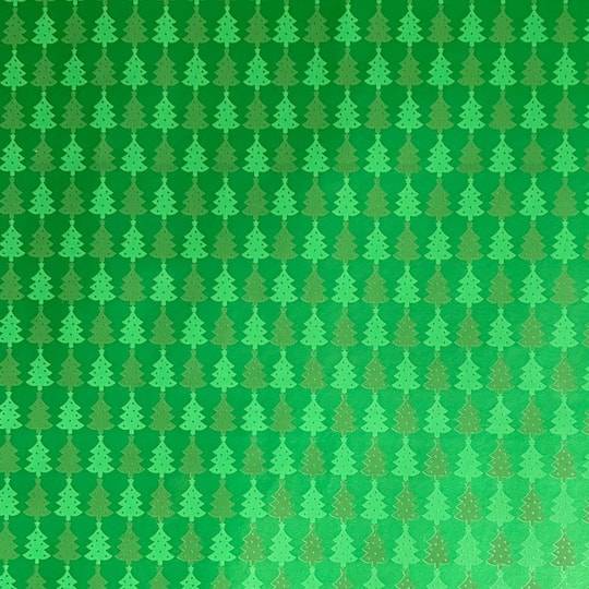 Celebrate It Foil Trees Gift Wrap, 30" x 24 ft, Green