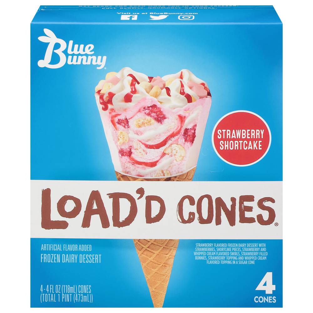 Blue Bunny Load'd Strawberry Shortcake Cones (16 fl oz)