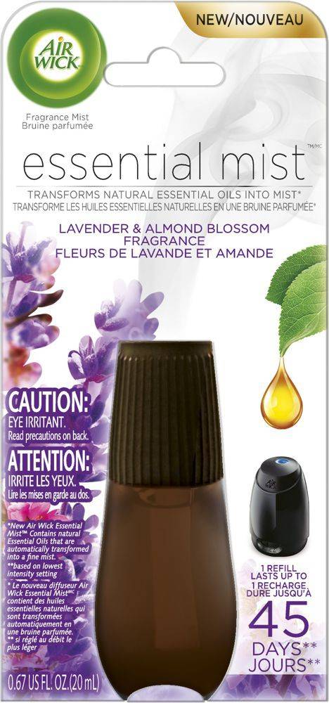 Air wick recharge de brume parfumée aux fleurs de lavande et amande, essential mist (20 ml) - essential mist lavender & almond blossom (20 ml)