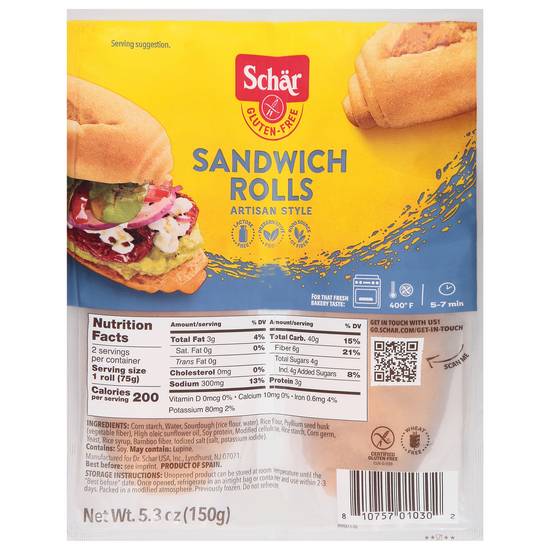 Schär Gluten Free Sandwich Rolls