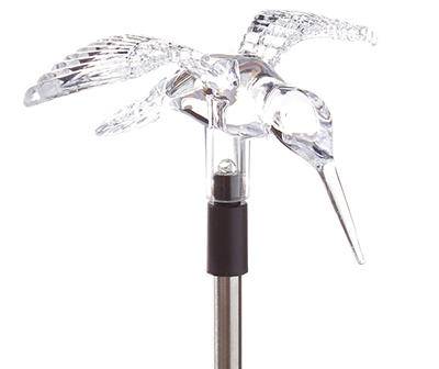 White Hummingbird Acrylic LED Solar Light Yard Stake, (29")