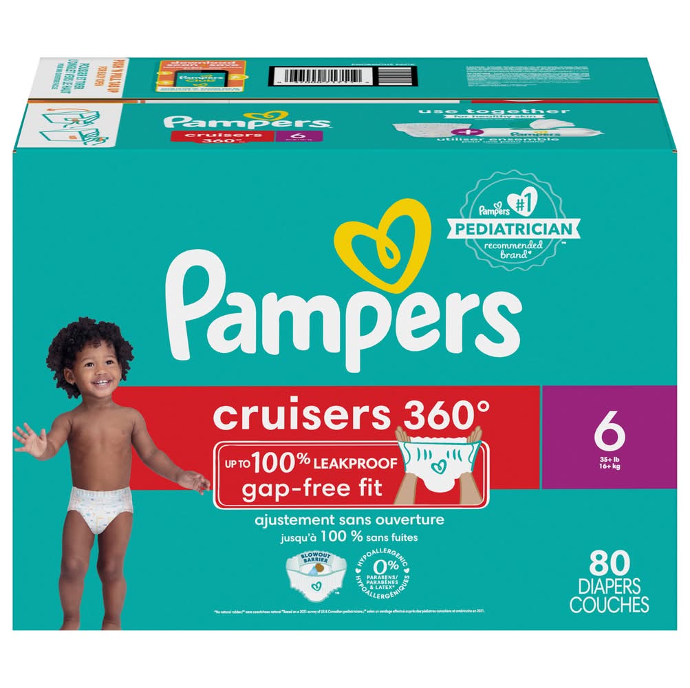 Pampers Cruisers 360 Disposable Baby Diapers, 6 (80 ct)