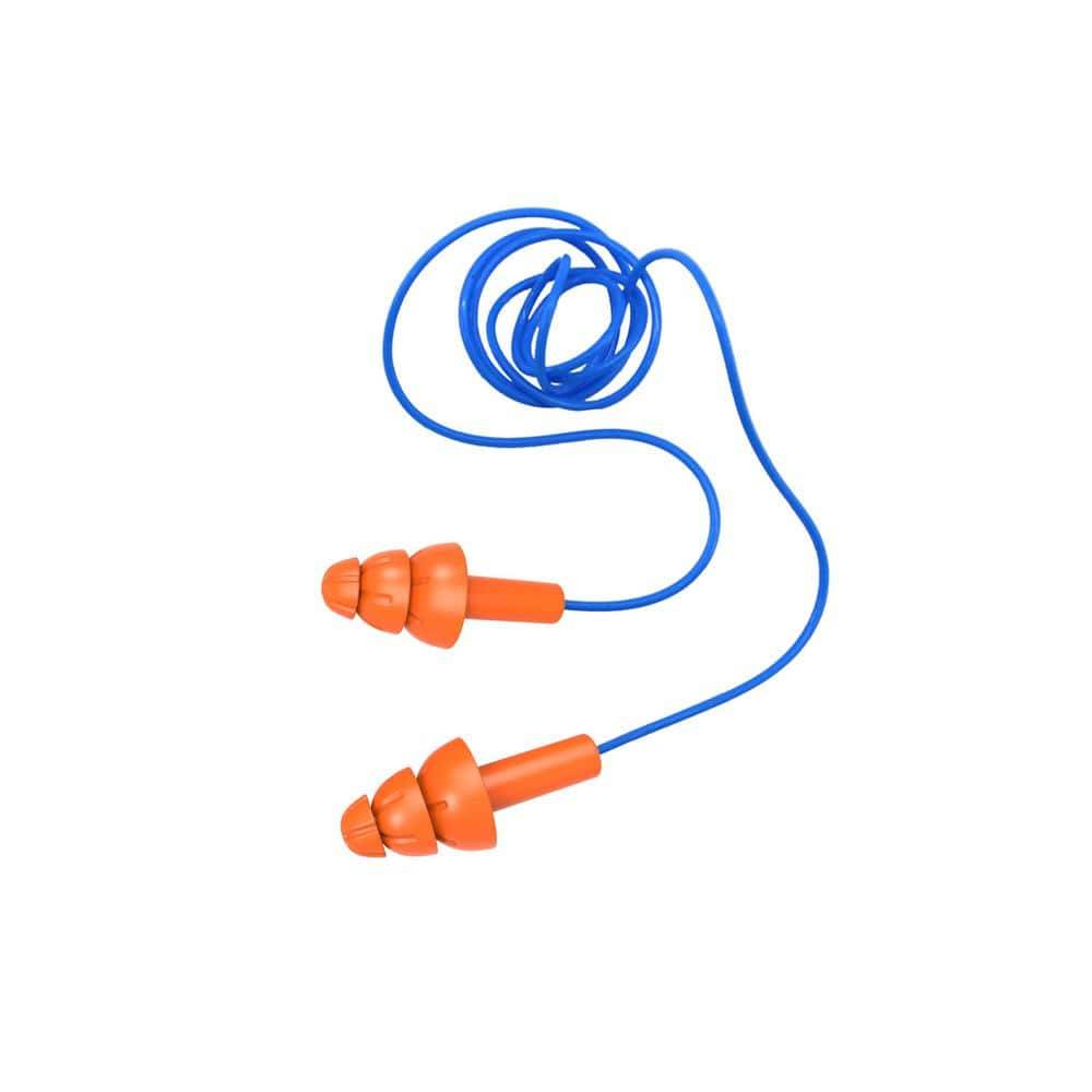 HDX Reusable Corded Earplugs, Blue-Orange