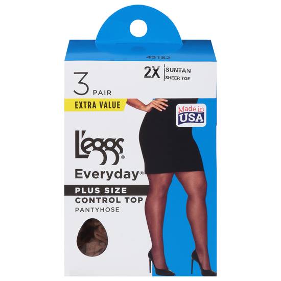 L'eggs Everyday Suntan Extra Value Control Top Pantyhose (plus /black