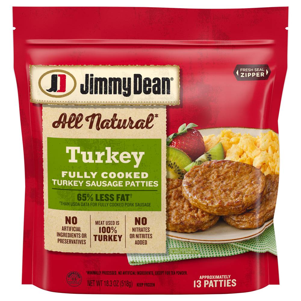 Jimmy Dean New! All Natural Fully Cooked Turkey Sausage Patties (1.14 lbs)