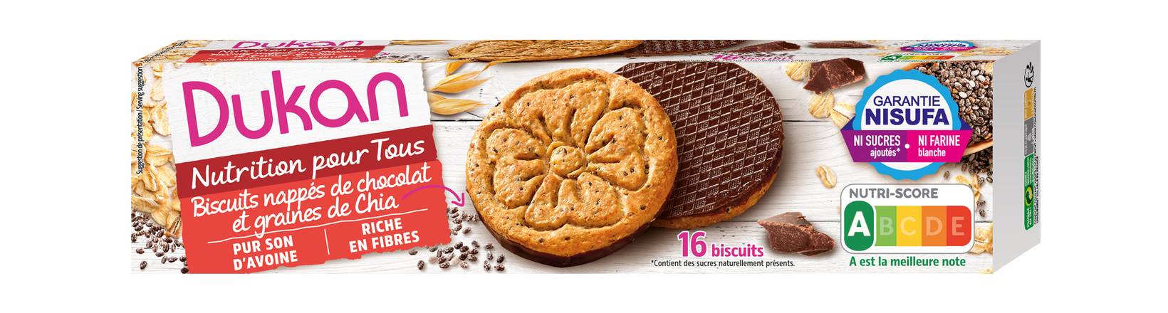 Dukan - Biscuits nappés de chocolat et graines de chia (16 pièces)