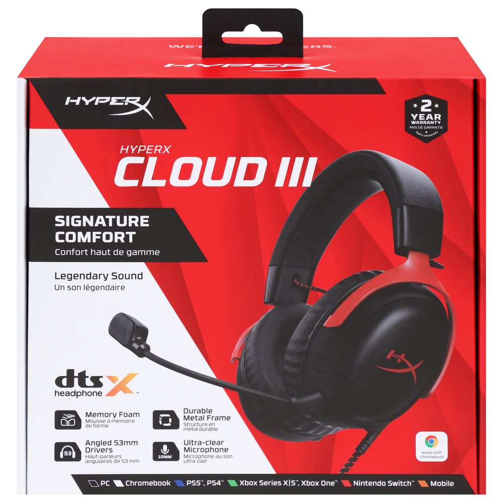 Hyperx Cloud Iii Gaming Headset, Black/Red
