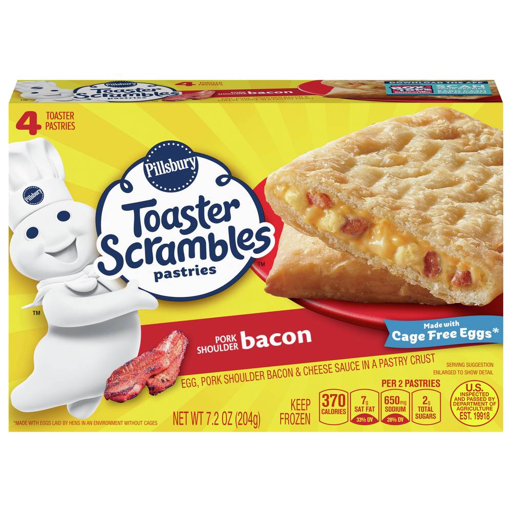 Pillsbury Toaster Scrambles Pastries, Pork Shoulder Bacon (1.8 oz, 4 ct)