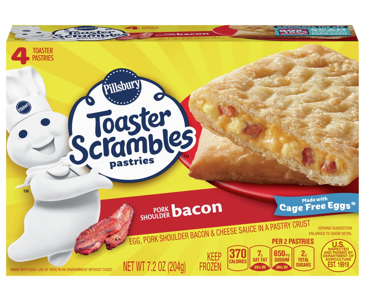 Pillsbury Toaster Scrambles Pastries, Pork Shoulder Bacon (7.2 oz, 4 ct)