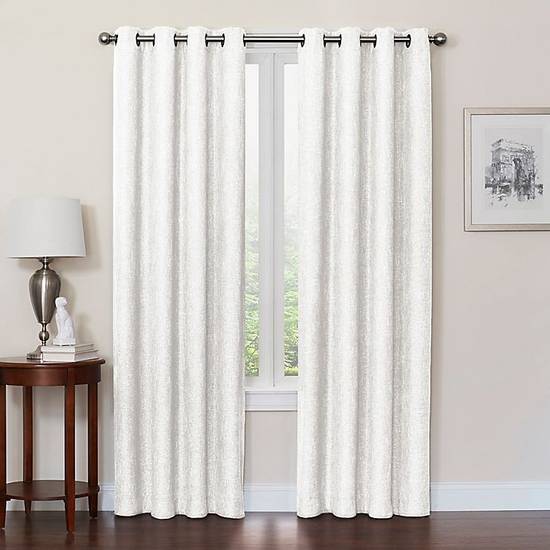 Design Solutions Quinn 84-Inch Grommet 100% Blackout Curtain Panel in White (Single)