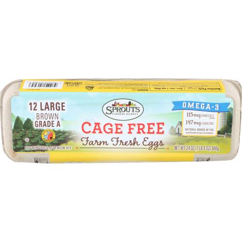Sprouts Large Cage Free Grade A Omega 3 Eggs