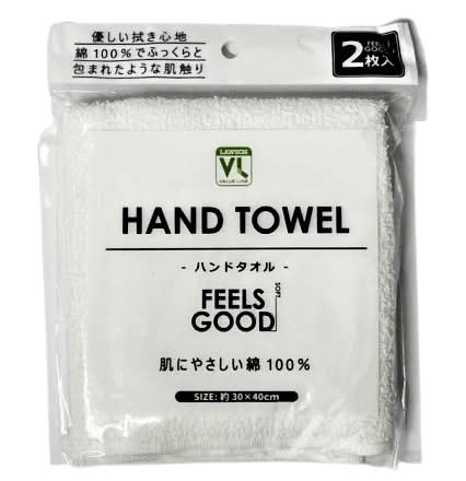40_VL　ハンドタオル　ホワイト（2枚入）