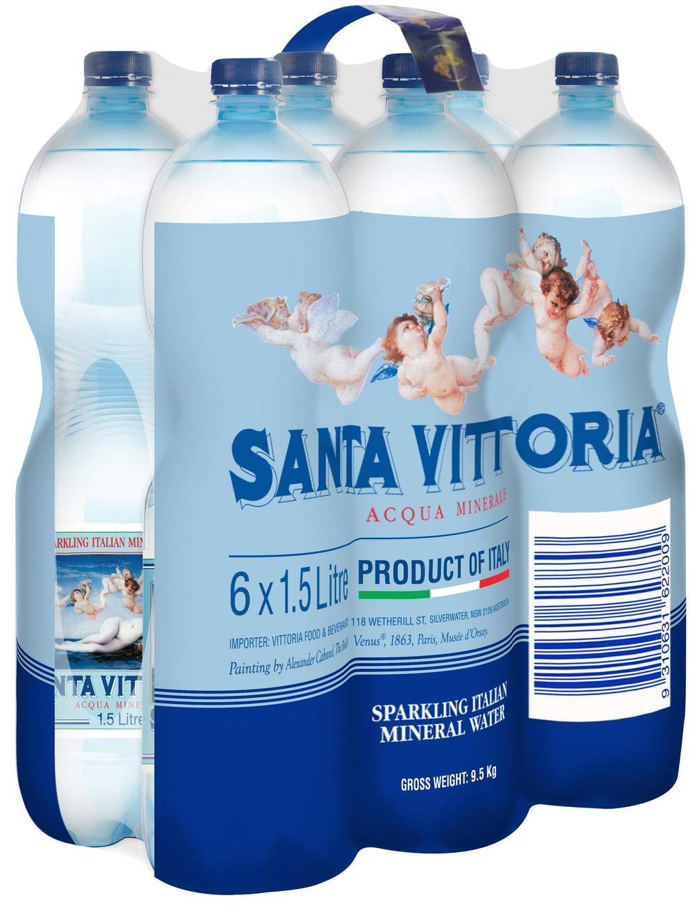 Santa Vittoria Italian Mineral Sparkling Water (6 x 1.5L)