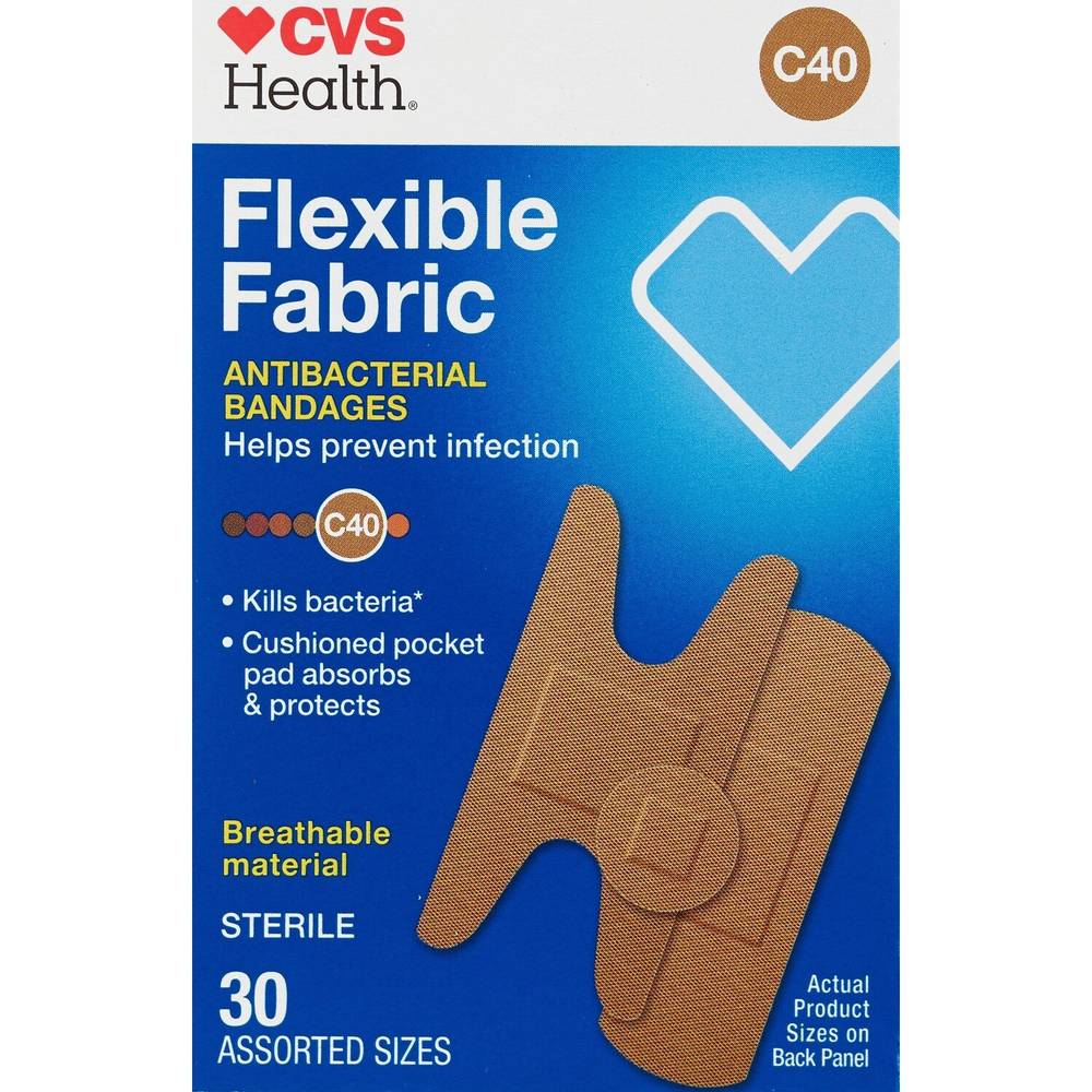 CVS Health Flexible Fabric Antibacterial Bandages (30 ct)