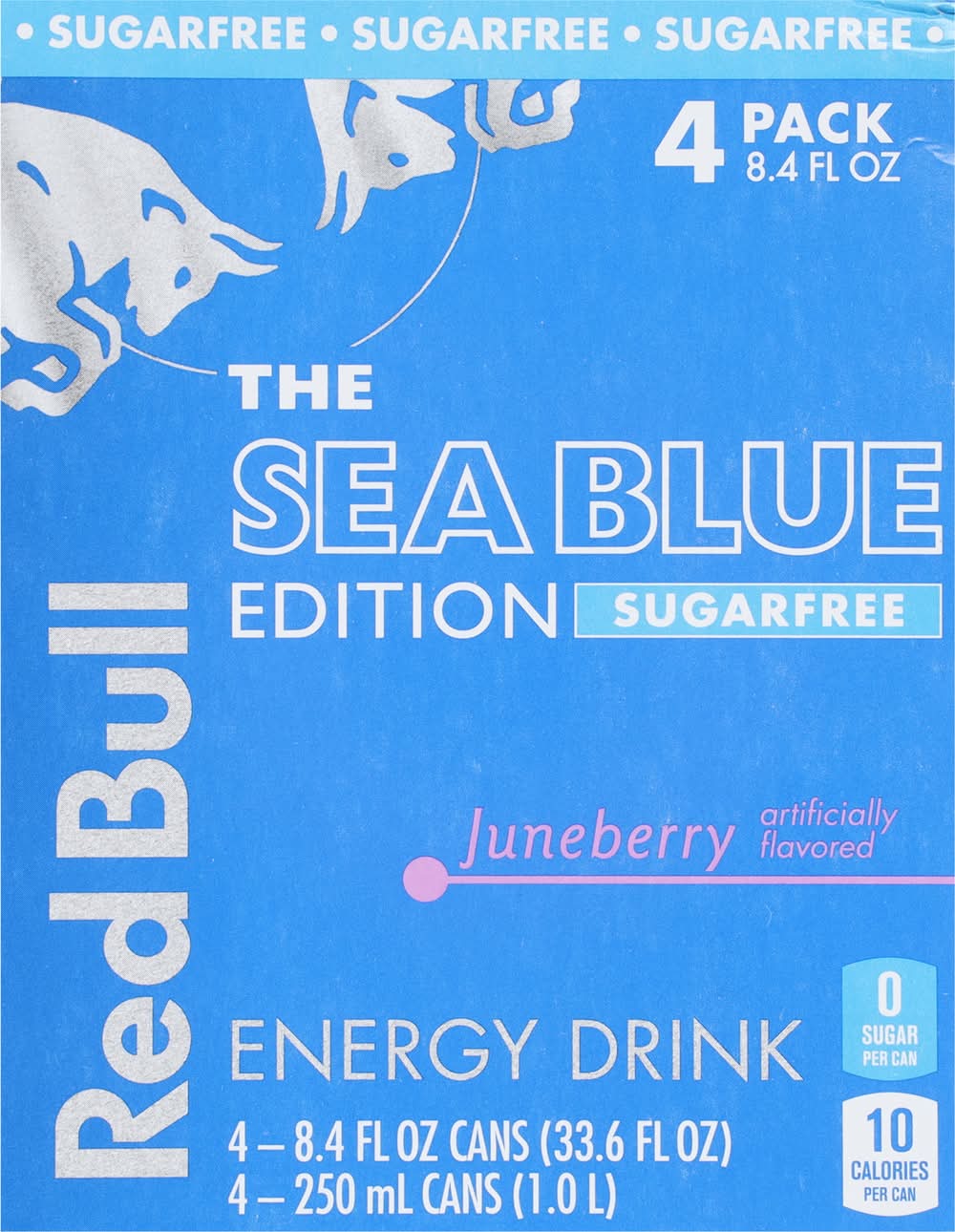 Red Bull The Sea Blue Edition Sugar Free Energy Drink, Juneberry (4 x 8.4 fl oz)