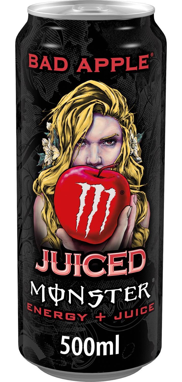Juiced Monster - Boisson énergisante et juice bad apple, pomme sèche (500ml)