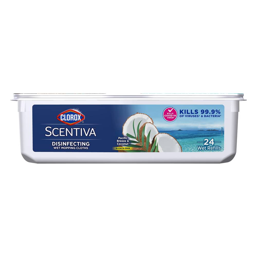 Clorox Scentiva Disinfecting Wet Mopping Cloths, Pacific Breeze & Coconut (1.77 oz, 24 ct)