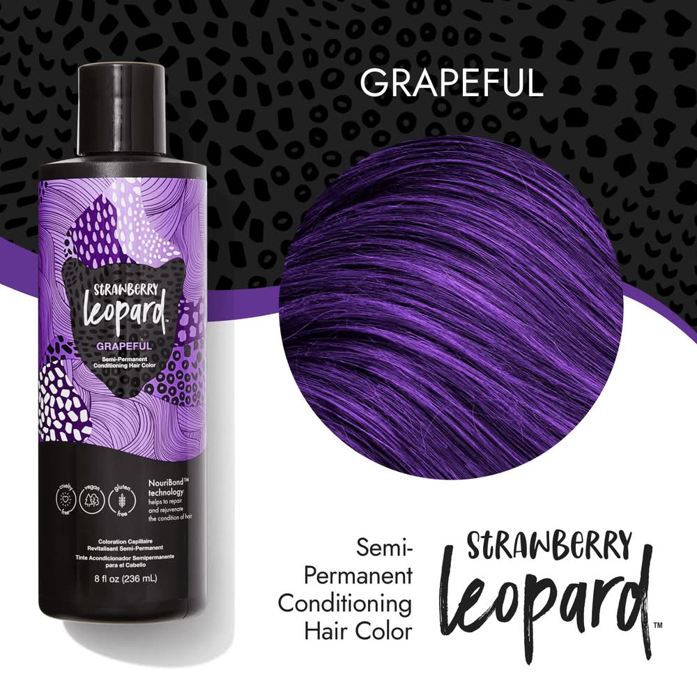 Strawberry Leopard Semi Permanent Conditioning Hair Color, Grapeful (8 fl oz)